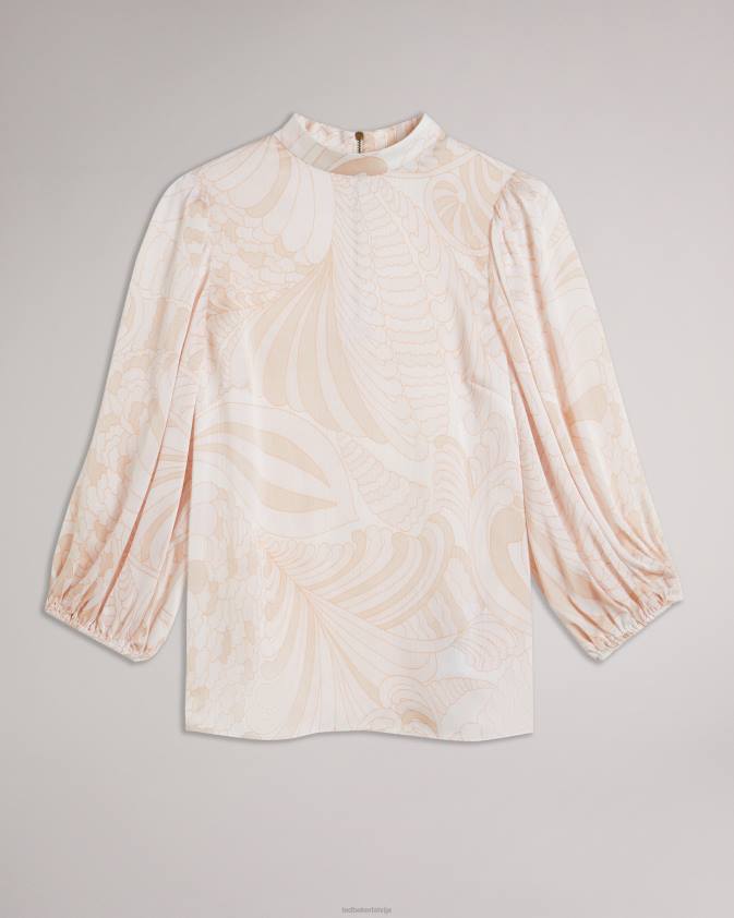 apģērbs Ted Baker imelah paisley tops ar balona piedurknēm gaišs pliks sievietes 26TV220