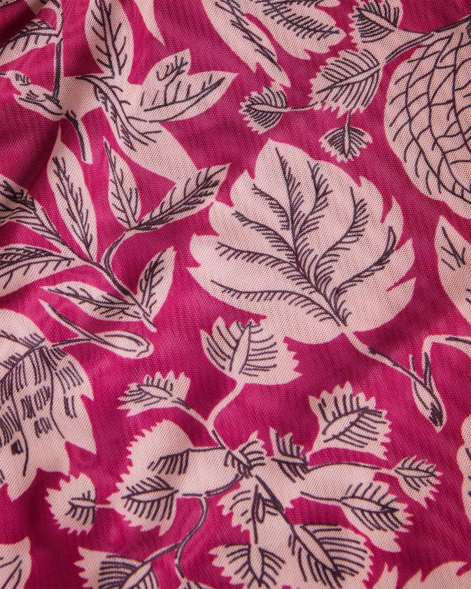 apģērbs Ted Baker izabelo apdrukāts tīklveida tops ar volāniem spilgti rozā sievietes 26TV87