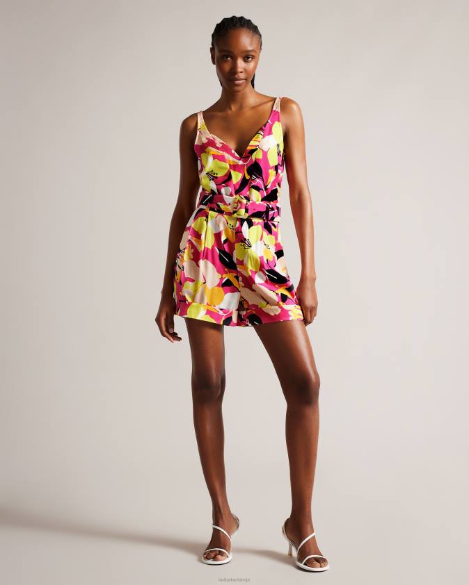apģērbs Ted Baker thaliah abstraktā druka dubultā slāņa efekts cami spilgti rozā sievietes 26TV36