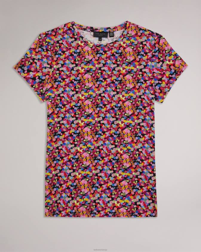 apģērbs Ted Baker T-krekls ar fēbijas konfeti apdruku melns sievietes 26TV167