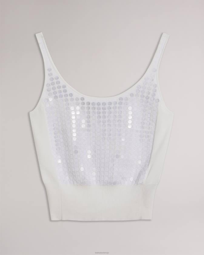 apģērbs Ted Baker bobbiiy sequin detaļu trikotāžas veste balts sievietes 26TV145