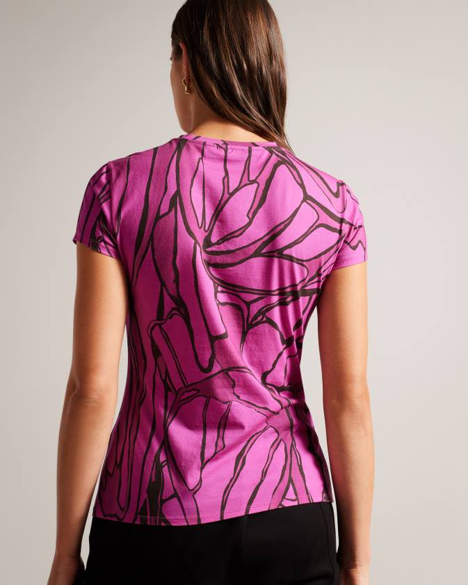 apģērbs Ted Baker kcarlia pieguļošs t-krekls spilgti rozā sievietes 26TV100