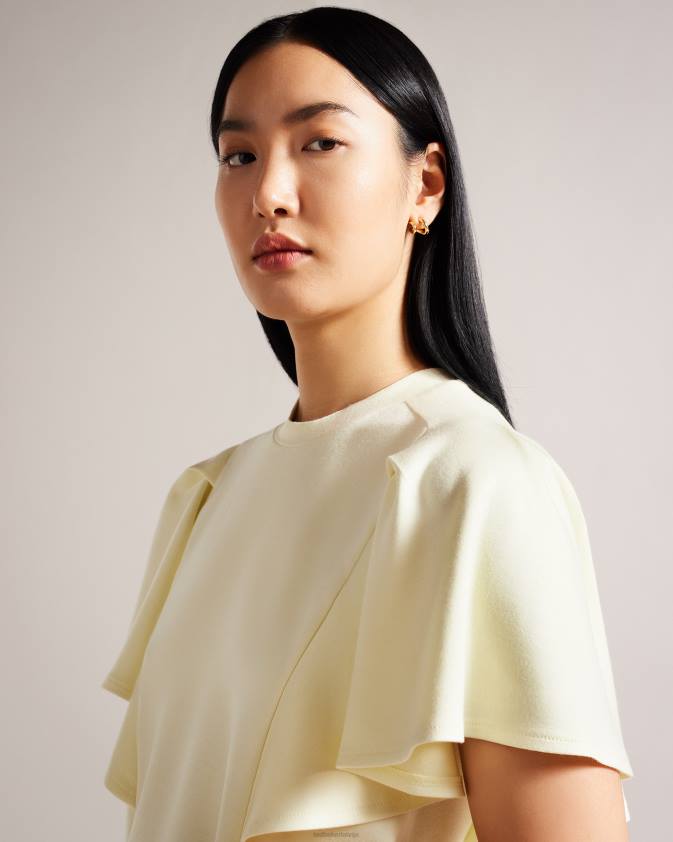 apģērbs Ted Baker nikilaa boxy volānveida piedurkņu t-krekls gaiši dzeltens sievietes 26TV40