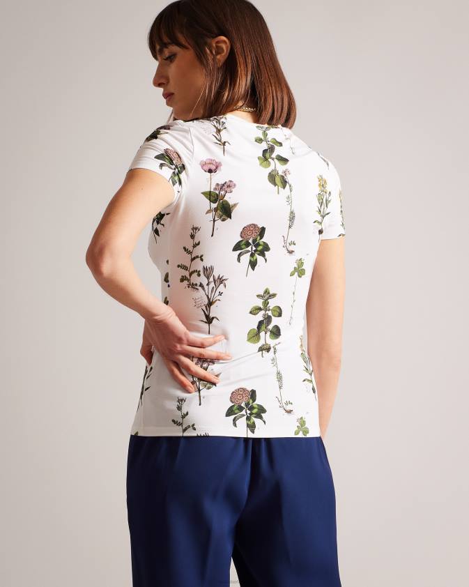 apģērbs Ted Baker rasmean botanical bouquet print t-krekls balts sievietes 26TV397