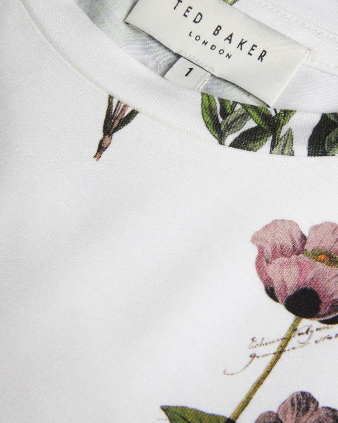 apģērbs Ted Baker rasmean botanical bouquet print t-krekls balts sievietes 26TV397