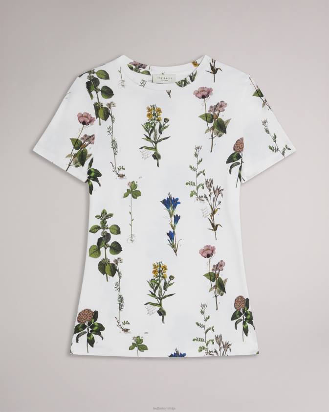 apģērbs Ted Baker rasmean botanical bouquet print t-krekls balts sievietes 26TV397