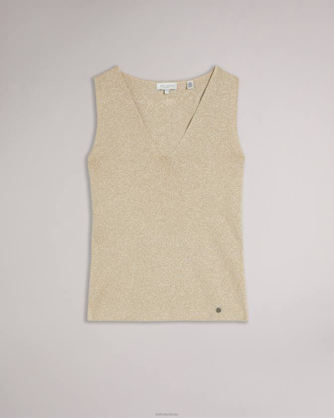 apģērbs Ted Baker sharlee metāliska trikotāžas veste zelts sievietes 26TV398