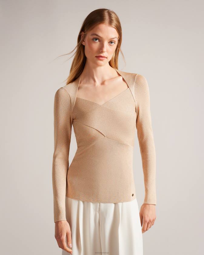 apģērbs Ted Baker eloisy slim fit crossover trikotāžas tops tumši rozā sievietes 26TV110