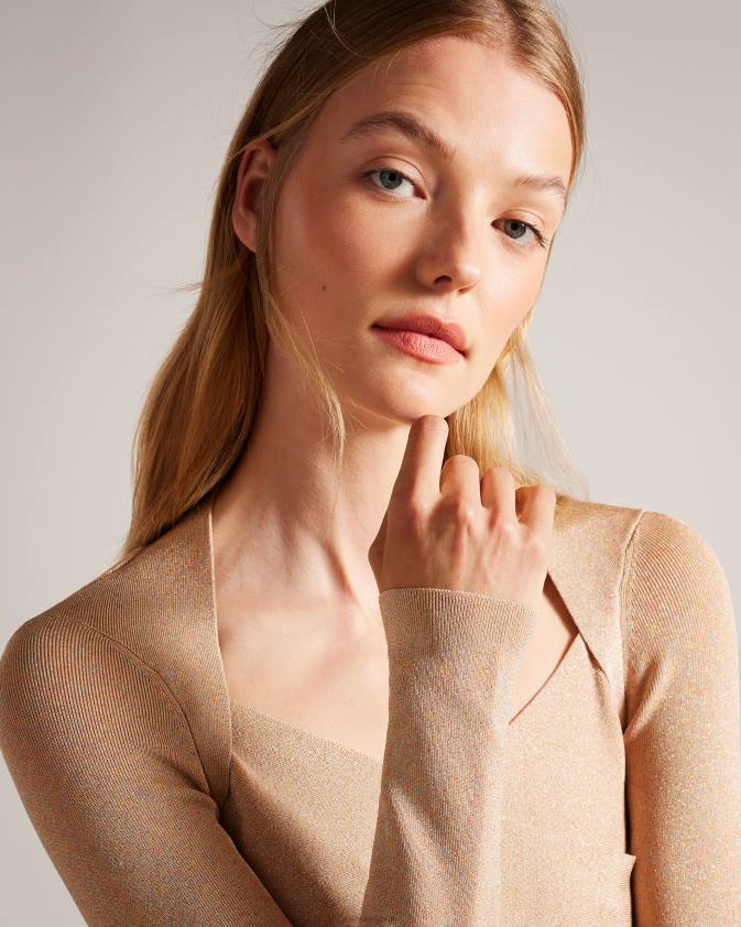 apģērbs Ted Baker eloisy slim fit crossover trikotāžas tops tumši rozā sievietes 26TV110