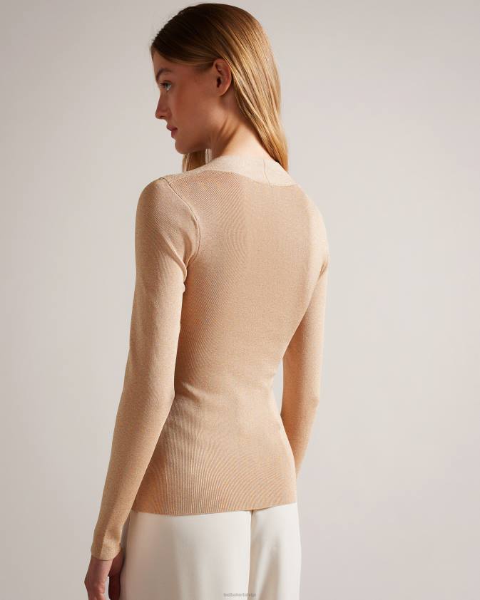 apģērbs Ted Baker eloisy slim fit crossover trikotāžas tops tumši rozā sievietes 26TV110