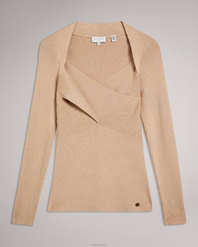 apģērbs Ted Baker eloisy slim fit crossover trikotāžas tops tumši rozā sievietes 26TV110