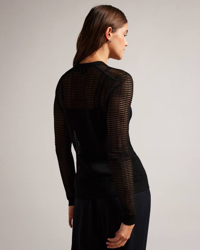 apģērbs Ted Baker Roshila tekstūras slaids džemperis melns sievietes 26TV437