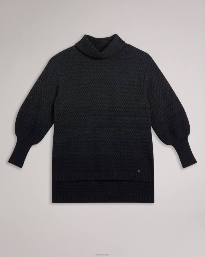 apģērbs Ted Baker eyeris basket stitch tunika džemperis melns sievietes 26TV403