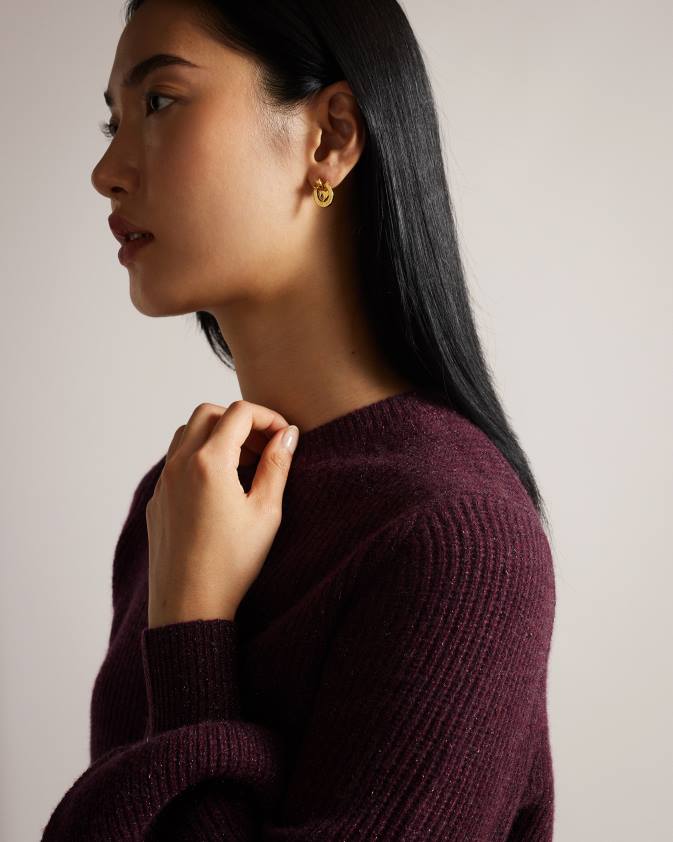 apģērbs Ted Baker giona kašmira un lureksa maisījuma džemperis dziļi violets sievietes 26TV163