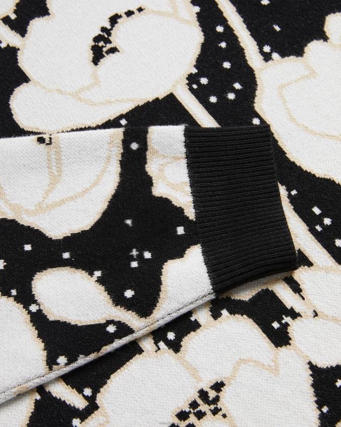 apģērbs Ted Baker pipha apgriezts žakarda trikotāžas džemperis melns sievietes 26TV93