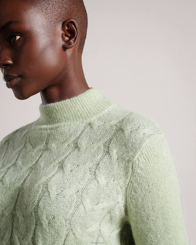 apģērbs Ted Baker veolaa vilnas un mohēras maisījuma kabeļa adīts džemperis gaiši zaļš sievietes 26TV98