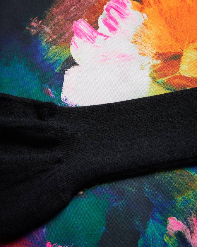 apģērbs Ted Baker zarha art print džemperis ar piedurknes detaļām melns sievietes 26TV346