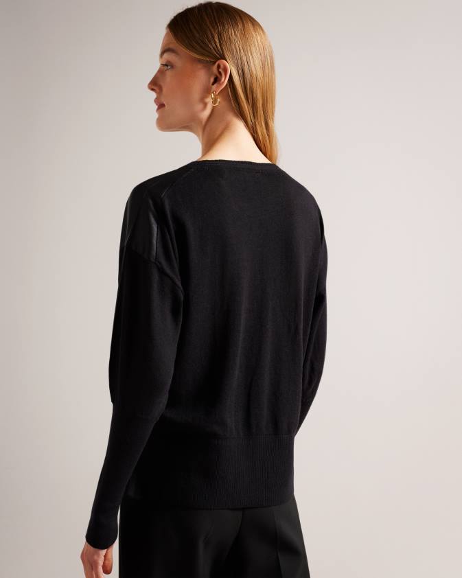 apģērbs Ted Baker zarha art print džemperis ar piedurknes detaļām melns sievietes 26TV346