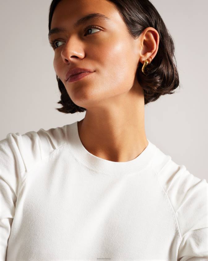 apģērbs Ted Baker Piyton kroku detaļu džemperis balts sievietes 26TV111