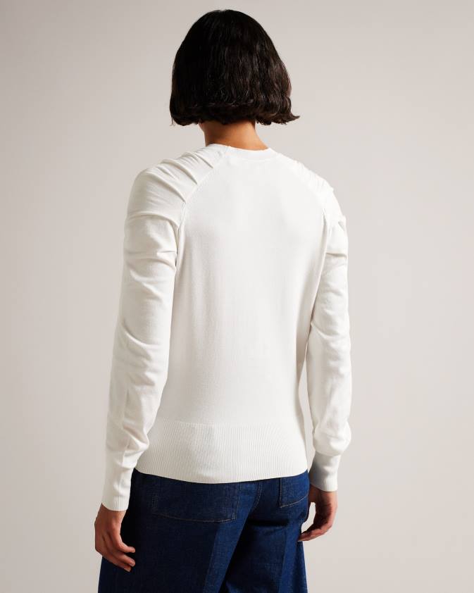 apģērbs Ted Baker Piyton kroku detaļu džemperis balts sievietes 26TV111