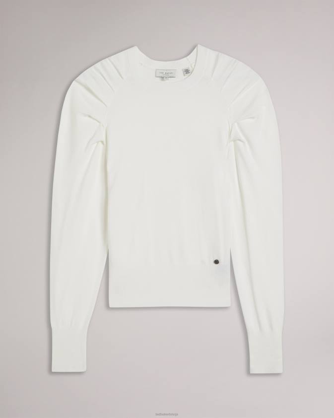 apģērbs Ted Baker Piyton kroku detaļu džemperis balts sievietes 26TV111