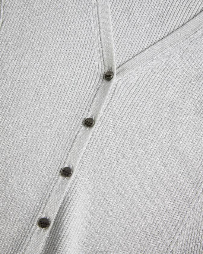 apģērbs Ted Baker Loesa metālisks apgriezts jaciņš balts sievietes 26TV390