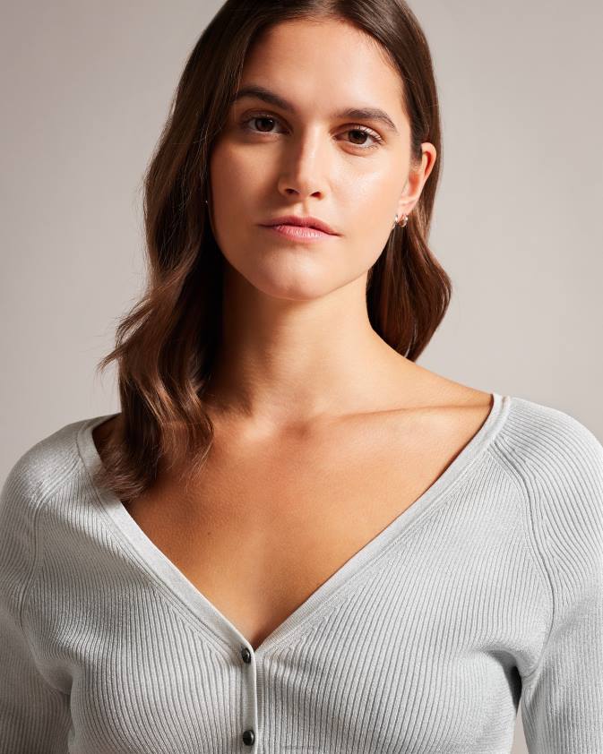 apģērbs Ted Baker Loesa metālisks apgriezts jaciņš balts sievietes 26TV390