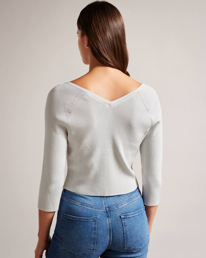 apģērbs Ted Baker Loesa metālisks apgriezts jaciņš balts sievietes 26TV390