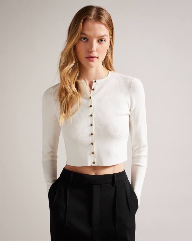 apģērbs Ted Baker camilda viskozes apgriezts jakas balts sievietes 26TV349