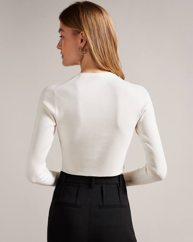 apģērbs Ted Baker camilda viskozes apgriezts jakas balts sievietes 26TV349