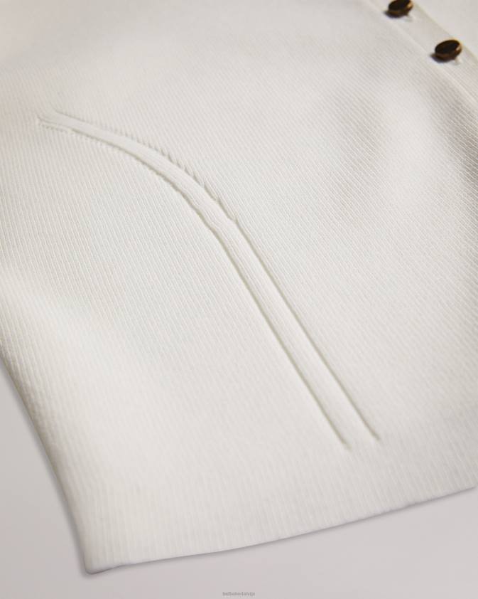 apģērbs Ted Baker camilda viskozes apgriezts jakas balts sievietes 26TV349