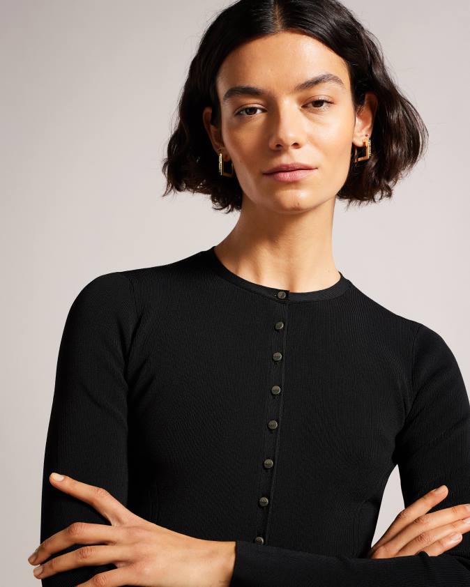 apģērbs Ted Baker camilda viskozes apgriezts jakas melns sievietes 26TV399