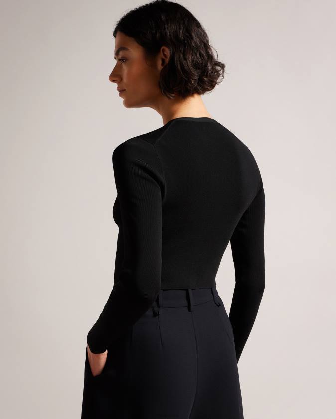 apģērbs Ted Baker camilda viskozes apgriezts jakas melns sievietes 26TV399