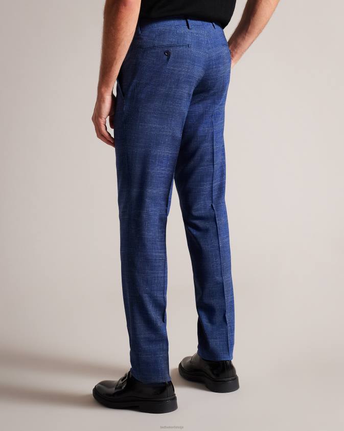 apģērbs Ted Baker audent vilnas un lina čekas bikses flote vīriešiem 26TV1423