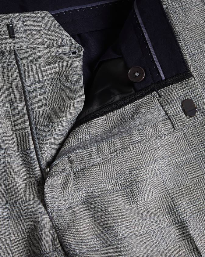apģērbs Ted Baker elgolts vilnas maisījuma čekas bikses pelēks vīriešiem 26TV1397