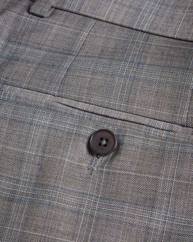 apģērbs Ted Baker elgolts vilnas maisījuma čekas bikses pelēks vīriešiem 26TV1397