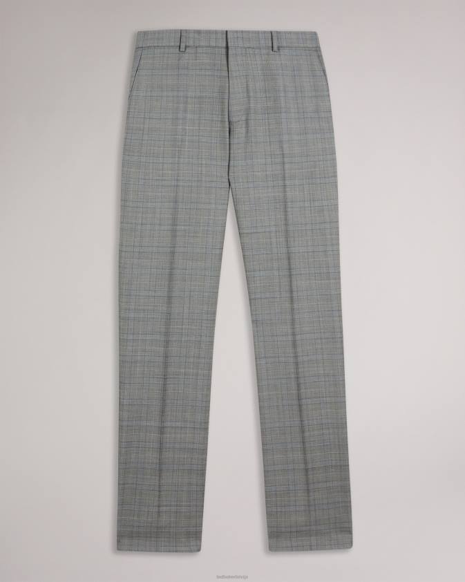 apģērbs Ted Baker elgolts vilnas maisījuma čekas bikses pelēks vīriešiem 26TV1397