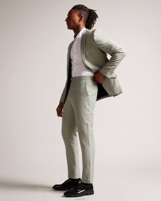 apģērbs Ted Baker lancet slim fit vilnas lina bikses gaiši zaļš vīriešiem 26TV1392