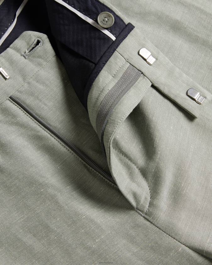 apģērbs Ted Baker lancet slim fit vilnas lina bikses gaiši zaļš vīriešiem 26TV1392