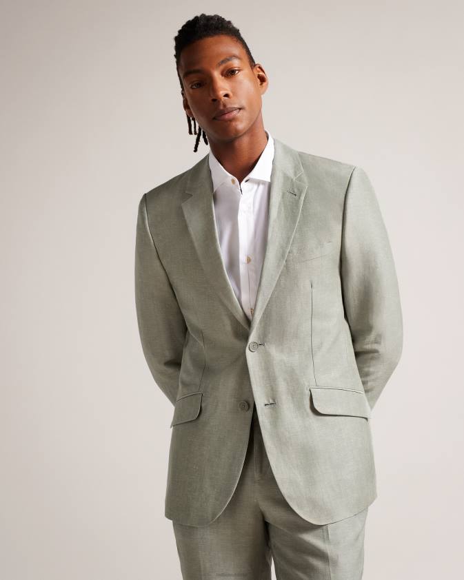 apģērbs Ted Baker lancej vilnas un lina bleizeris gaiši zaļš vīriešiem 26TV1369