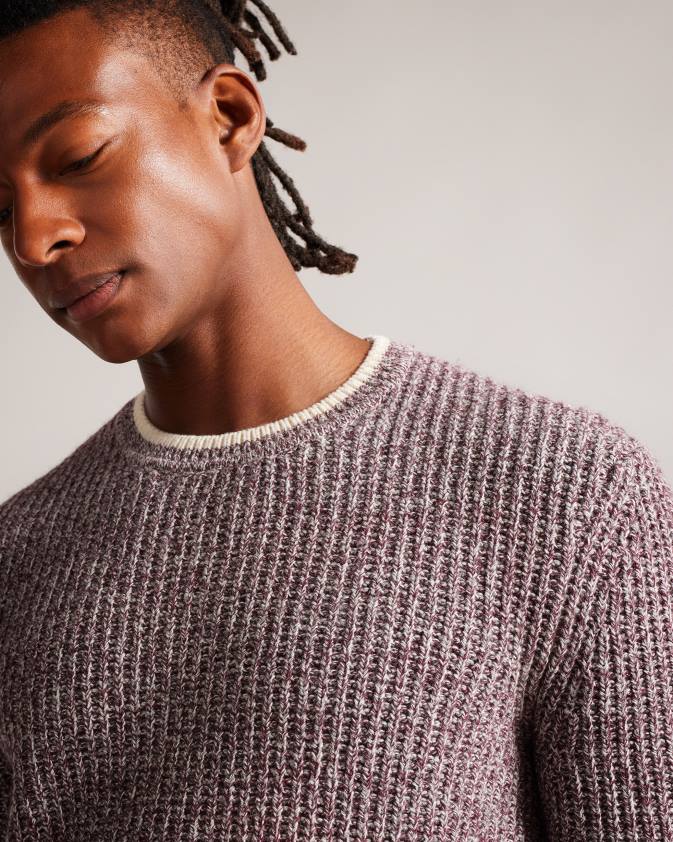 apģērbs Ted Baker overhal regulāri pieguļošs trikotāžas džemperis sarkanbrūns vīriešiem 26TV1295