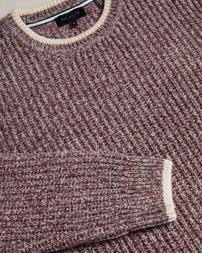 apģērbs Ted Baker overhal regulāri pieguļošs trikotāžas džemperis sarkanbrūns vīriešiem 26TV1295