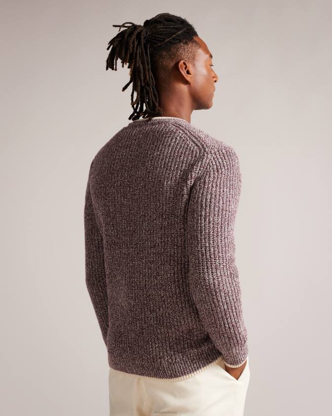 apģērbs Ted Baker overhal regulāri pieguļošs trikotāžas džemperis sarkanbrūns vīriešiem 26TV1295