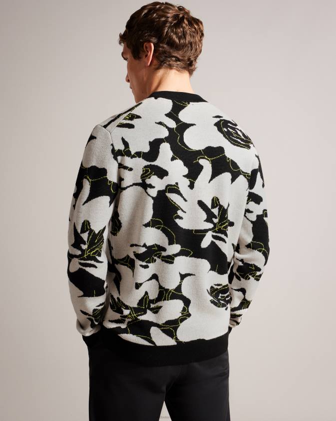 apģērbs Ted Baker ozier ziedu merino vilnas džemperis melns vīriešiem 26TV1275