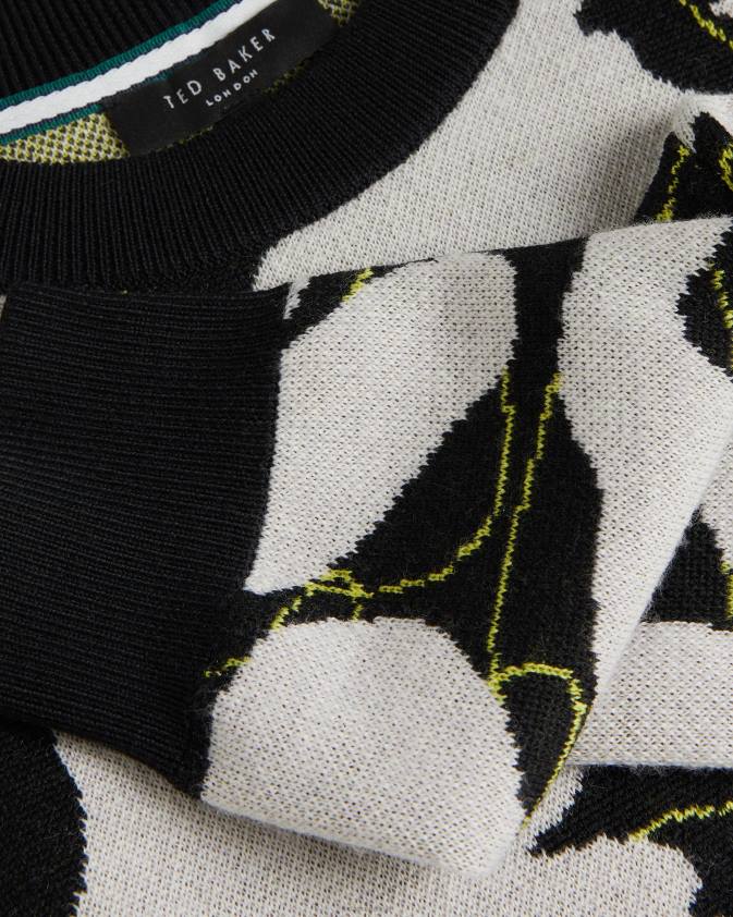 apģērbs Ted Baker ozier ziedu merino vilnas džemperis melns vīriešiem 26TV1275