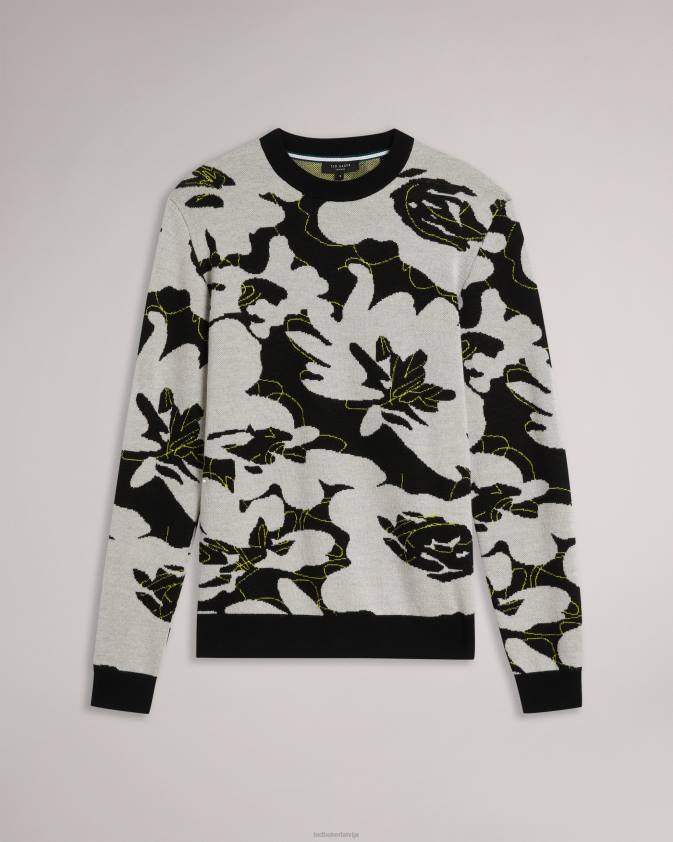 apģērbs Ted Baker ozier ziedu merino vilnas džemperis melns vīriešiem 26TV1275