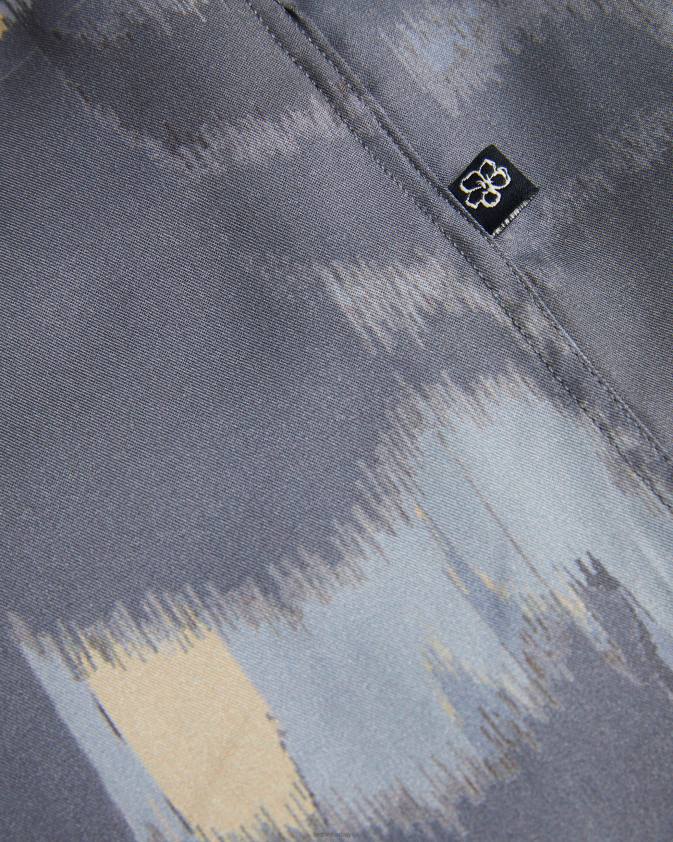 apģērbs Ted Baker Mordun krekls ar garām piedurknēm abstraktu tauriņu apdruku pelēks vīriešiem 26TV1252