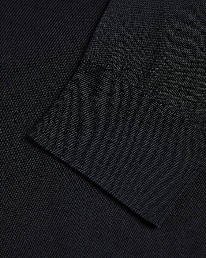 apģērbs Ted Baker Viba parastais polo ar garām piedurknēm ar pusi rāvējslēdzēju melns vīriešiem 26TV1554