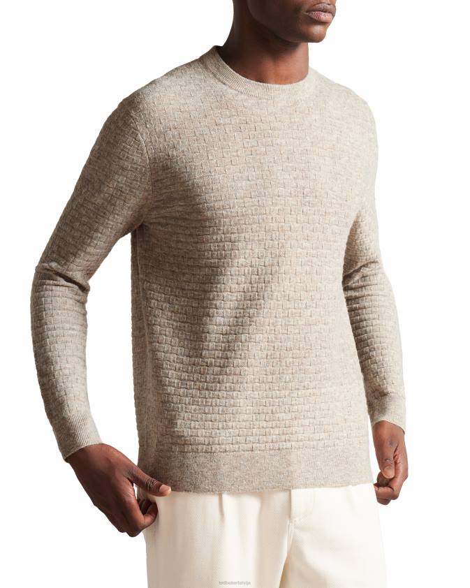 apģērbs Ted Baker lentic ar garām piedurknēm teksturētu apkalpes kaklu brūni iedegums vīriešiem 26TV1287