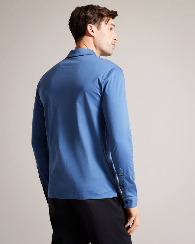 apģērbs Ted Baker polo krekls ar garām piedurknēm dk-zils vīriešiem 26TV1480